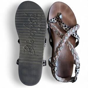 Blowfish Malibu size 7‎ Women's Strappy Sandals Tan/ Leopard Print